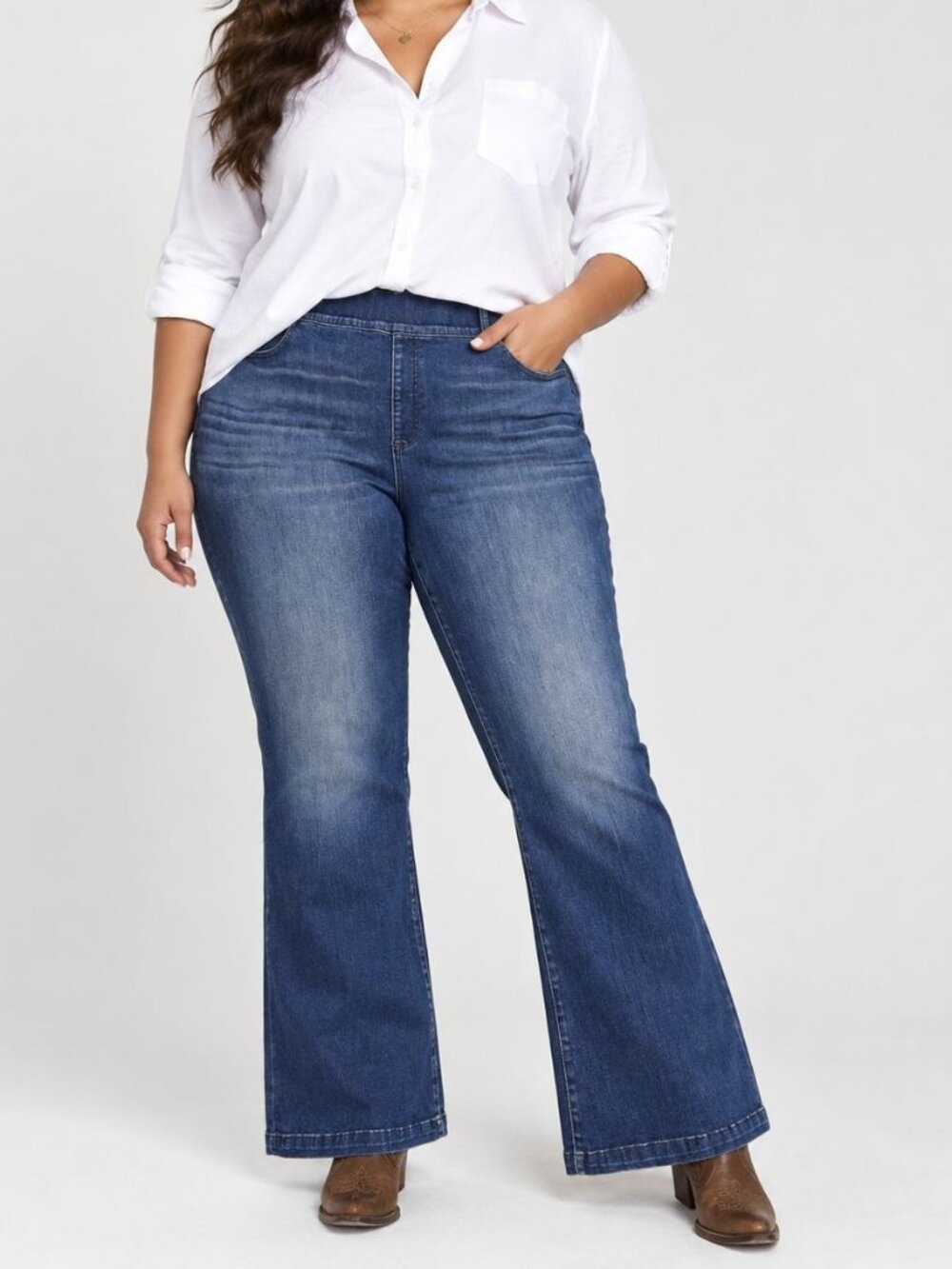 Lane Bryant Womens High Rise Pull On Boot Jeans Plus Size 26W Blue Stretch New